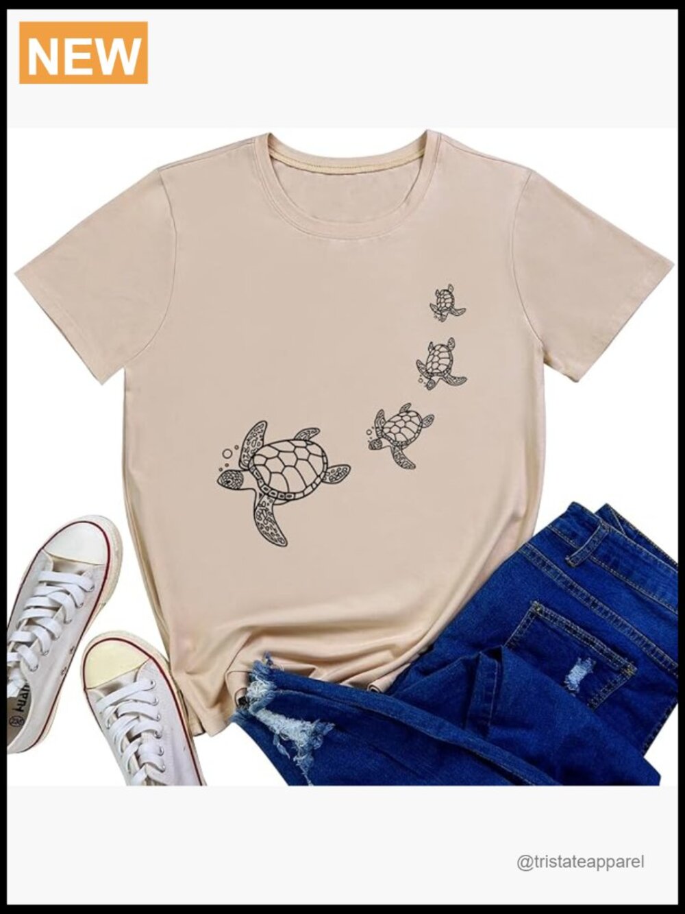 Graphic Turtle Tee Cute Funny Short Sleeve T-Shirt